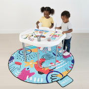 White, Large, Blue Mat