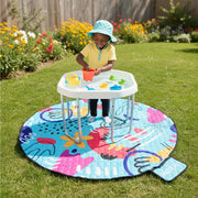 White, Small, Blue Mat