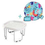 White, Small, Blue Mat